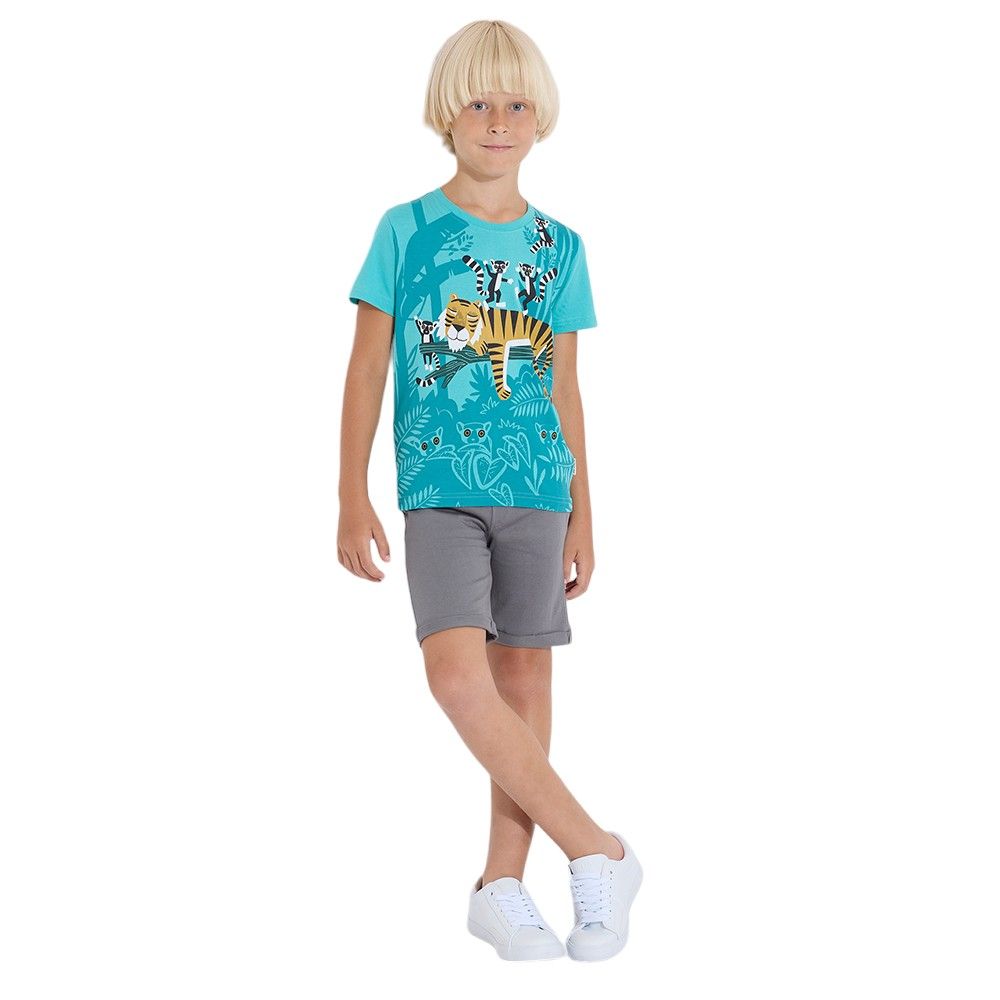 Victor and Jane - Junior Boys' 2pc-Set - Wilde jungle T-Shirt & Shorts Set - Green & Grey