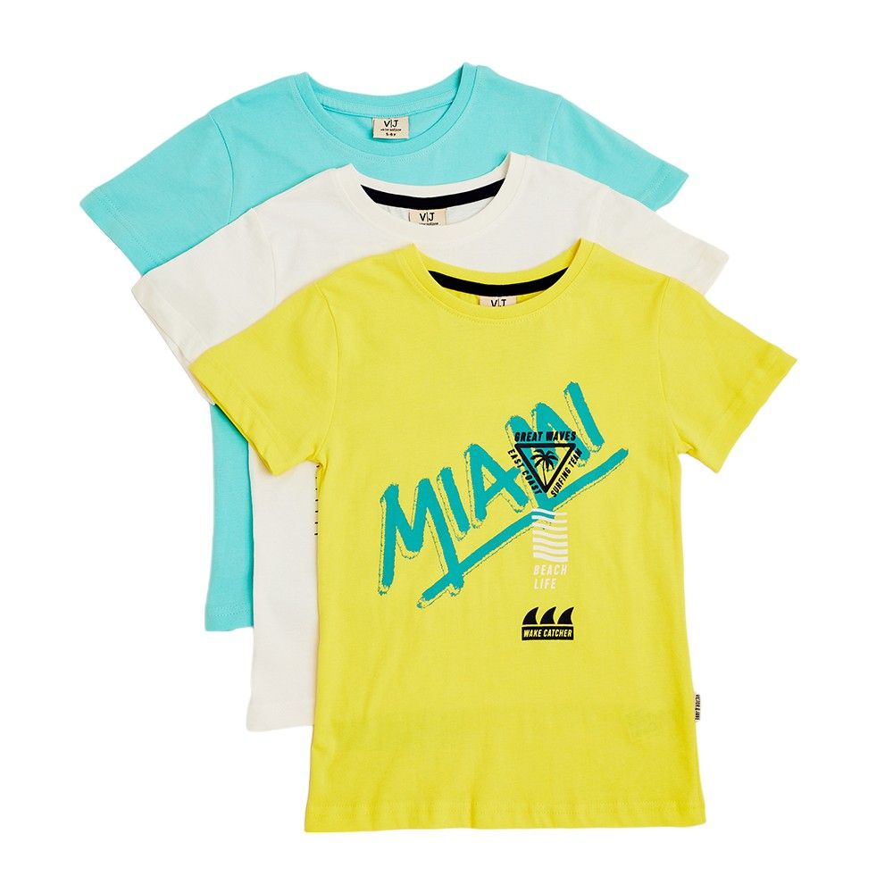 Victor and Jane - Junior Boys' T-Shirt - 3pc Set - Yellow, White & Blue