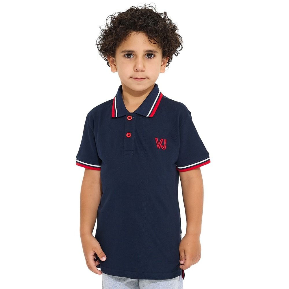 Victor and Jane - Junior Boys Solid Polo T-Shirt - Navy Blue