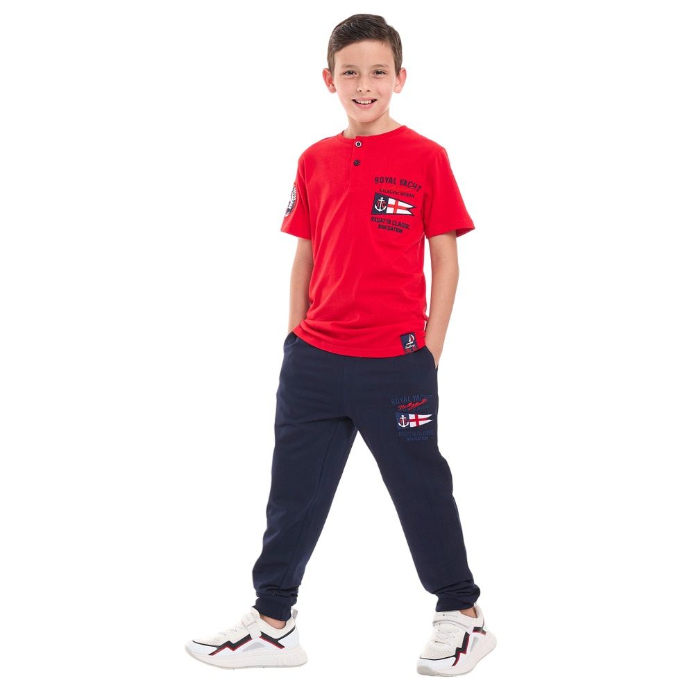 Victor and Jane - 2pc-Set - Boys T-Shirt And Joggers - Red/Navy