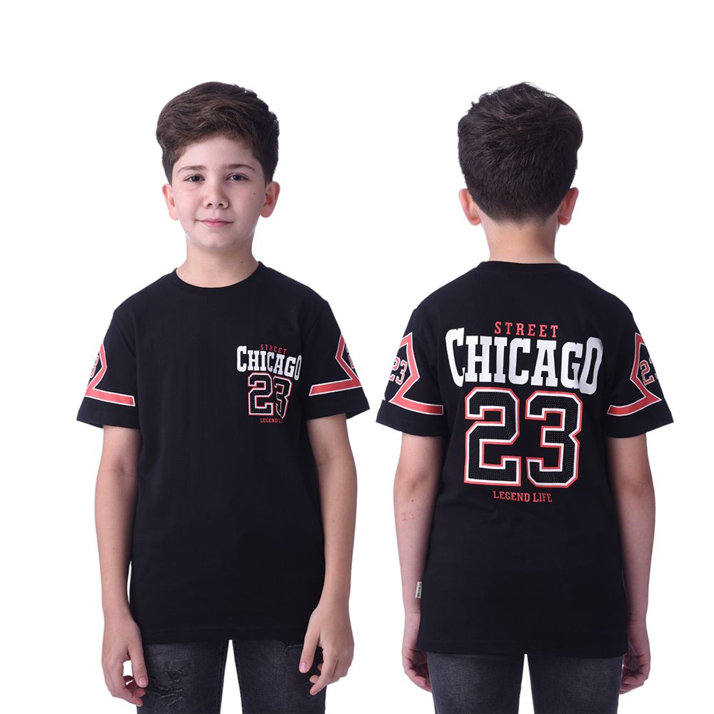 Victor and Jane - Boys' Chicago 23 Printed T-Shirt - Black