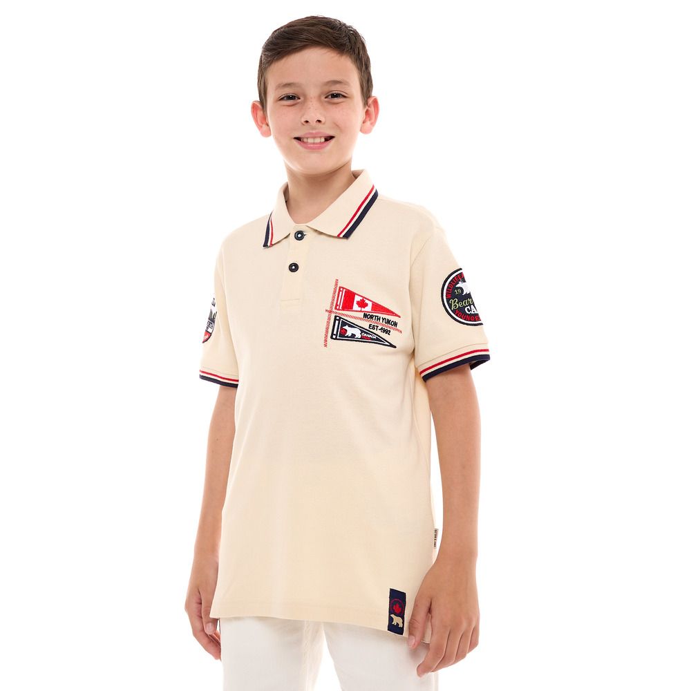 Victor and Jane - Classic Style Polo Shirt For Boys - Cream