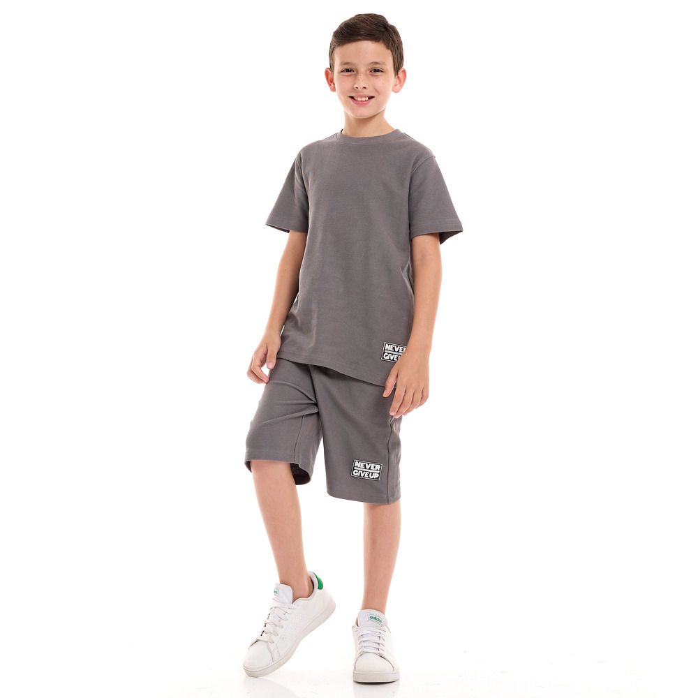 Victor and Jane - 2pc-Set - Boy's T-Shirt And Shorts - Grey