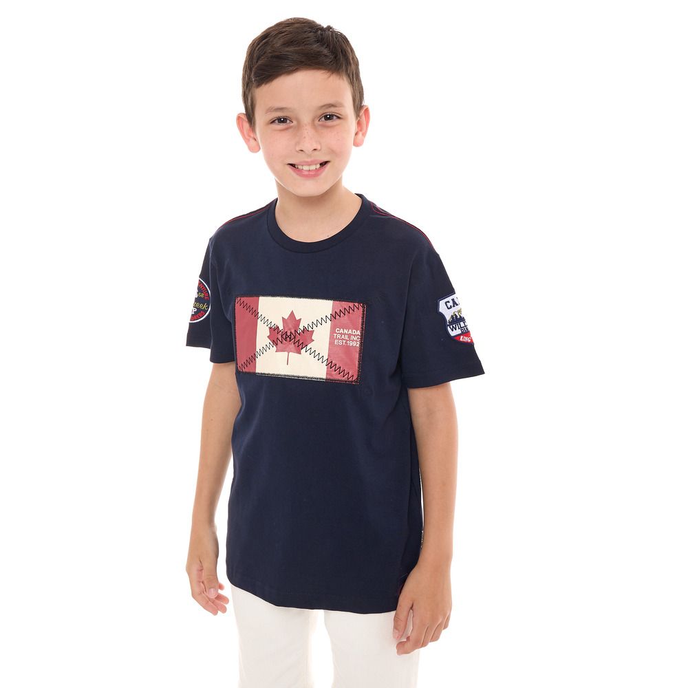 Victor and Jane - Short Sleeve Boy's T-Shirt - Navy