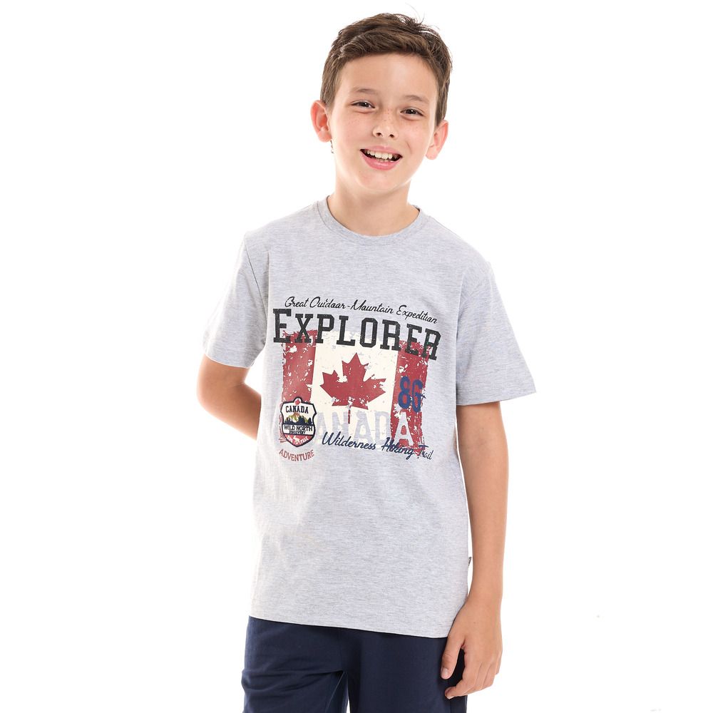 Victor and Jane - Short Sleeve T-shirt For Boys - Grey