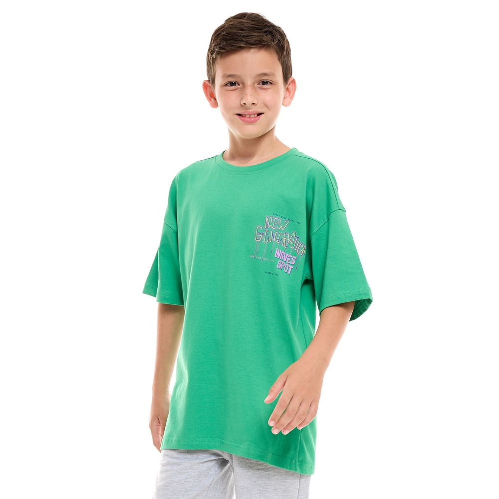 Victor and Jane - Boys Short Sleeves Oversized T-Shirt - Green