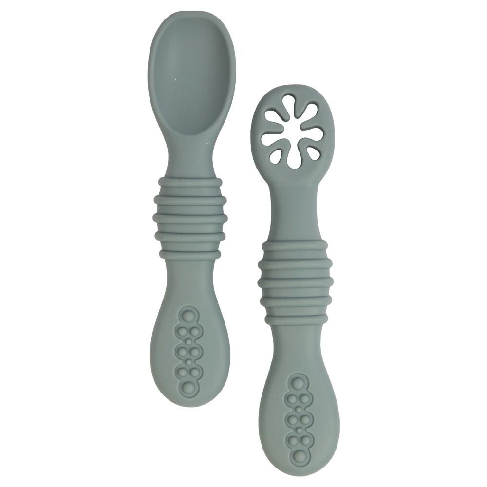 Babies Basic - First Stage Silicone Training Spoon With Masher - Indigo