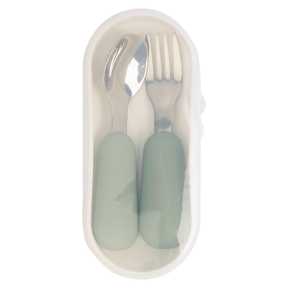 Babies Basic - Stainless Steel Spoon & Fork Cutlery Set - 2pcs - Green