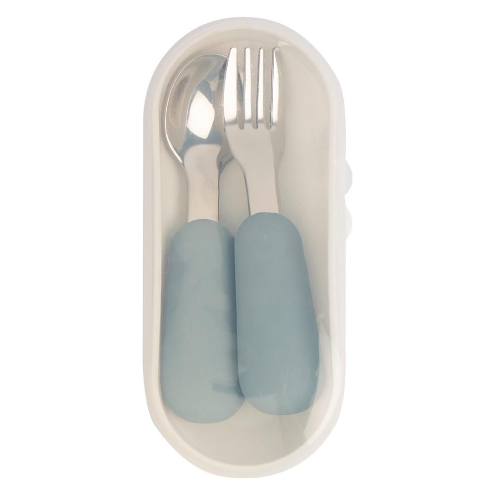 Babies Basic - Stainless Steel Spoon & Fork Cutlery Set - 2pcs - Indigo