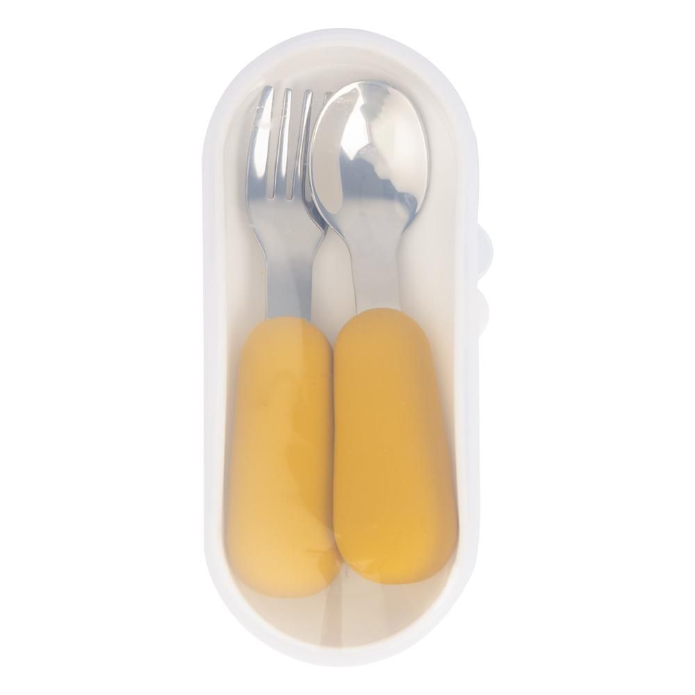 Babies Basic - Stainless Steel Spoon & Fork Cutlery Set - 2pcs - Yellow