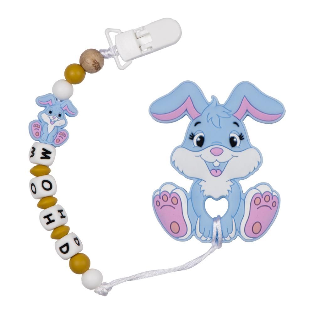 Babies Basic - Customized Pacifier Clip - Bunny - Sky Blue