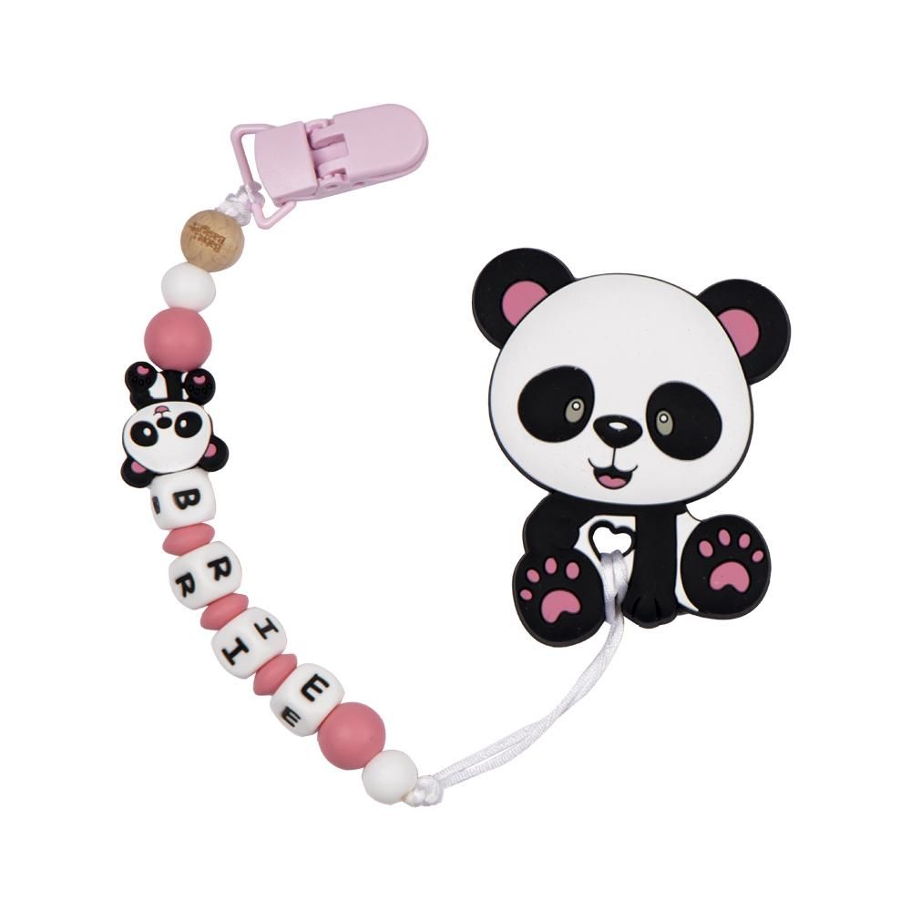 Babies Basic - Customized Pacifier Clip - Panda - Pink