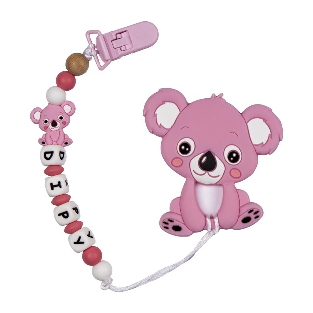 Babies Basic - Customized Pacifier Clip - Teddy - Pink