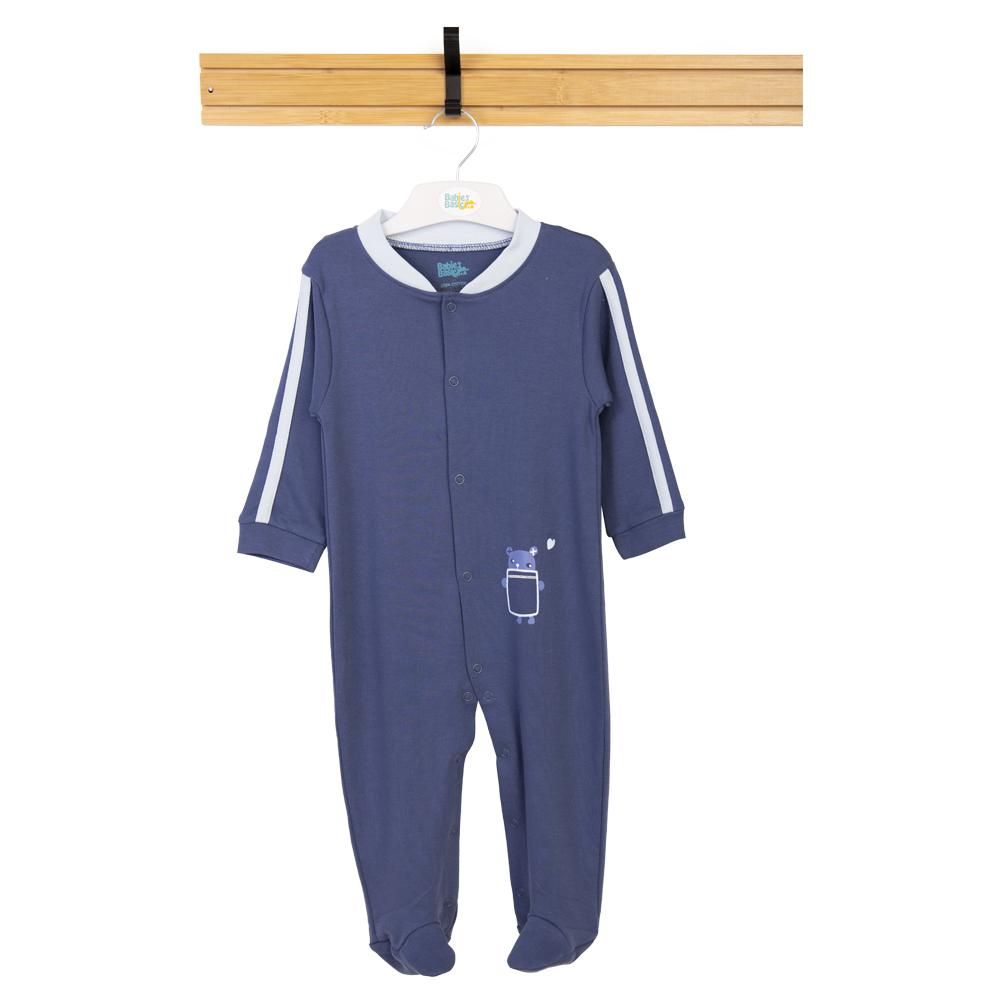 Babies Basic - Printed Long Sleeves Jumpsuit/Romper/Sleepsuit - Dark Blue