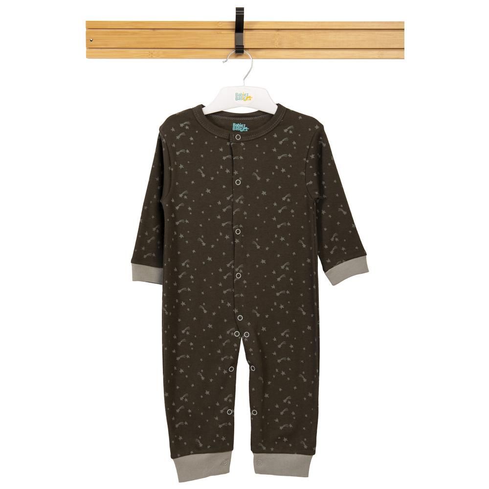 Babies Basic - Printed Long Sleeves Jumpsuit/Romper/Sleepsuit - Olive Green