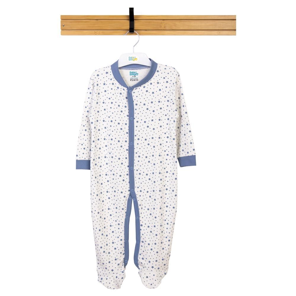 Babies Basic - Printed Long Sleeves Jumpsuit/Romper/Sleepsuit - Blue