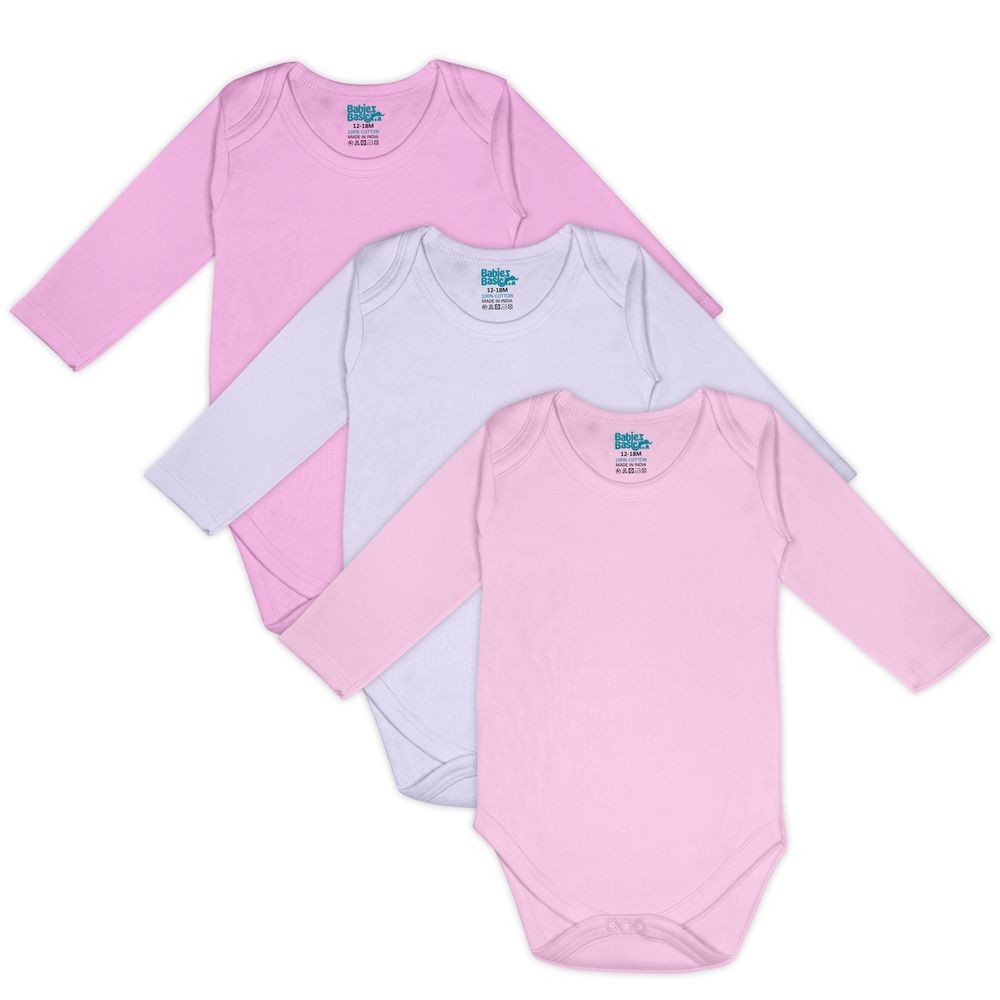 Babies Basic - 3pc-Set - Baby' Long Sleeves Bodysuit - Pink/Lavender/Light Pink