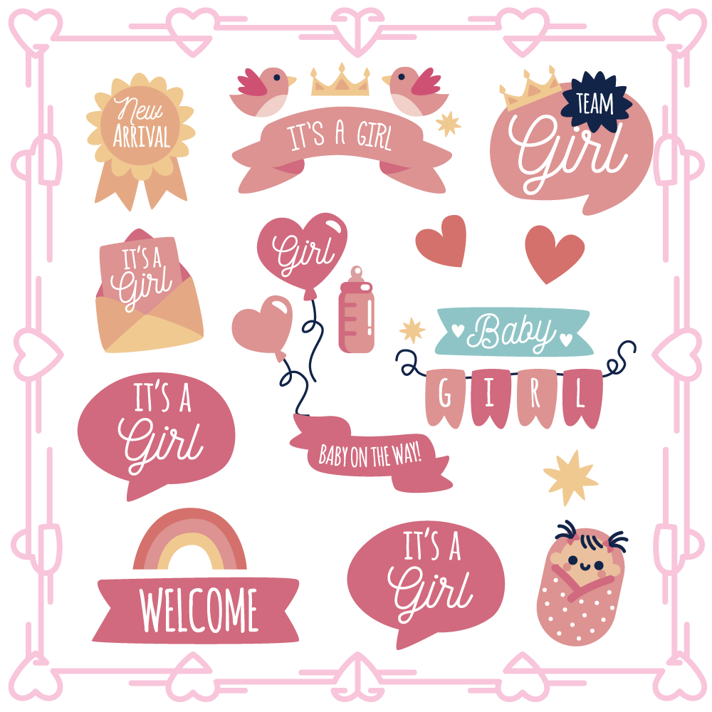 Twinkle Hands - Baby Shower Stickers - Girl