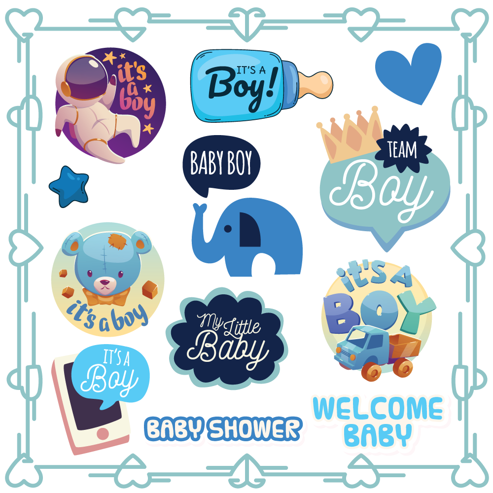 Twinkle Hands - It's a boy Baby Shower Stickers