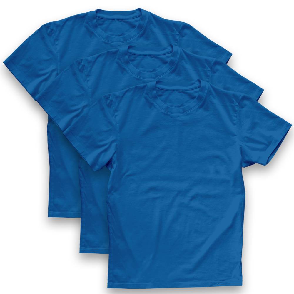 Twinkle Hands - Unisex Short Sleeve Cotton T-shirt Pack Of 3 - Blue