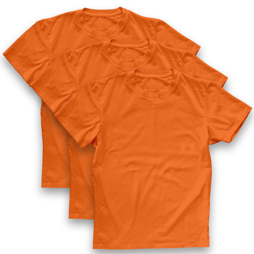 Twinkle Hands - Unisex Short Sleeve Cotton T-shirt Pack Of 3 - Orange