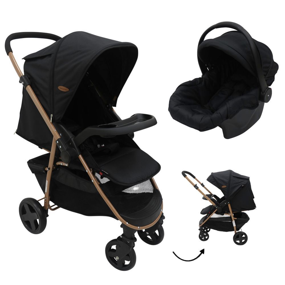 Bebesitos - Dualview Reversible Travel System With Newborn Car Seat - Black