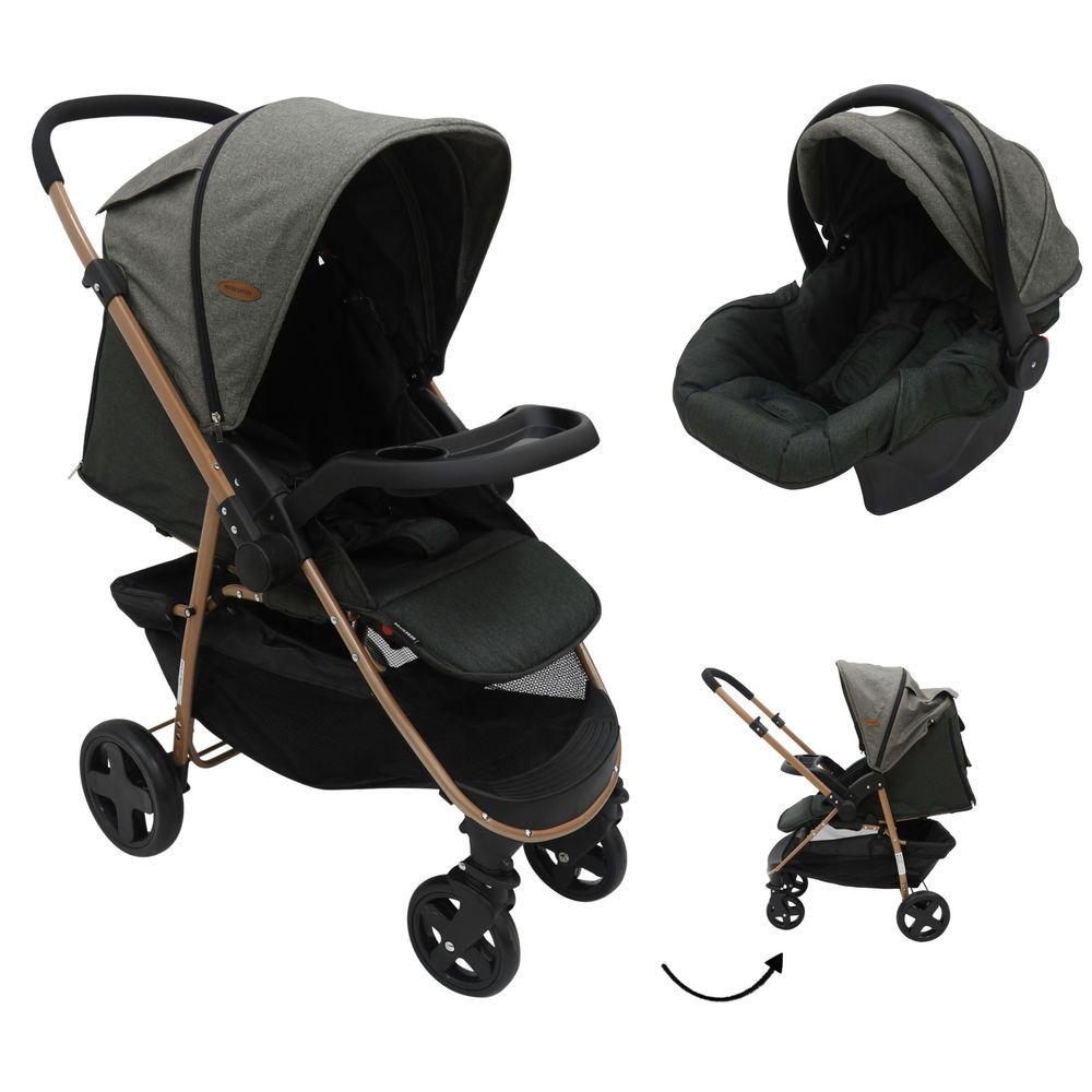 Bebesitos - Dualview Reversible Travel System With Newborn Car Seat - Grey