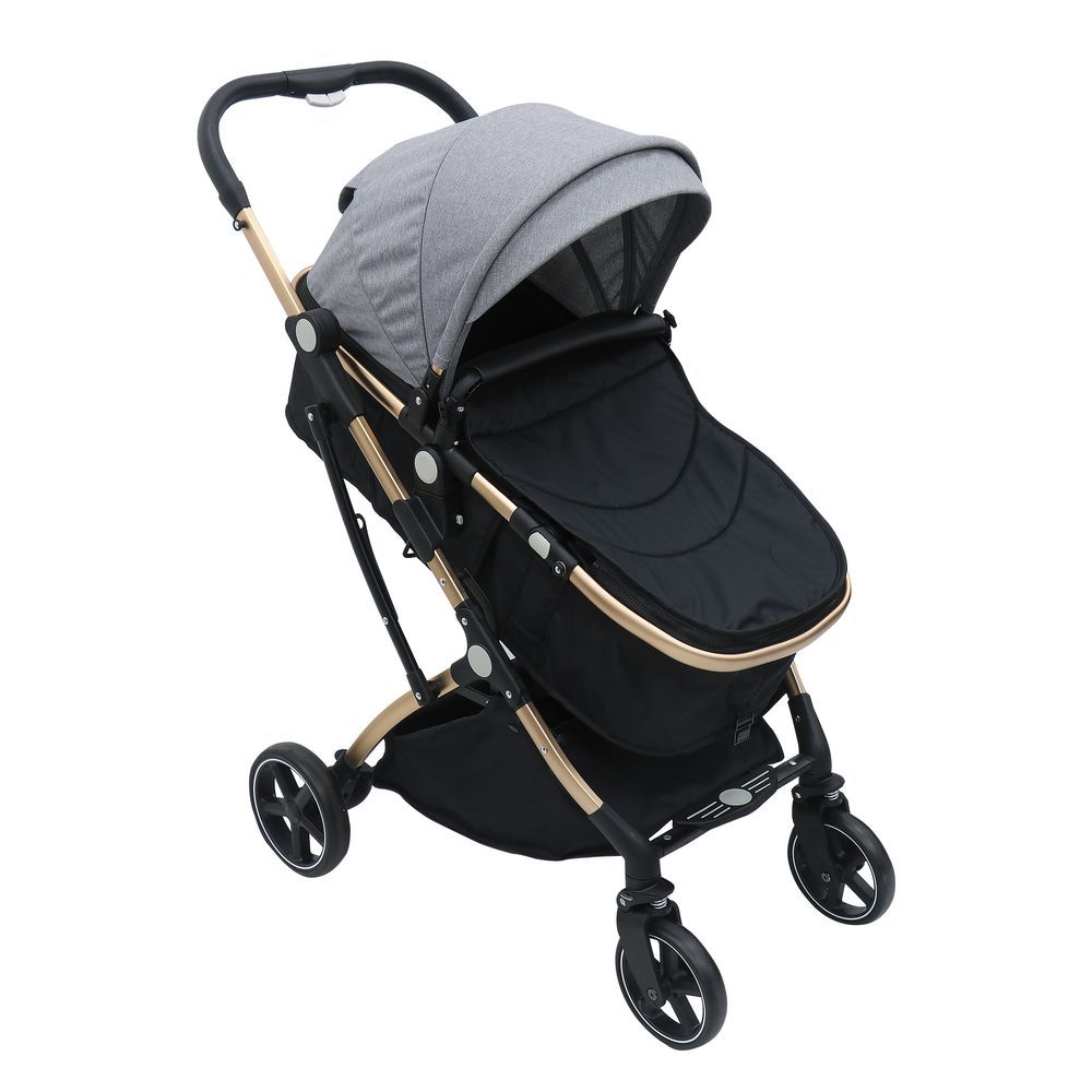 Bebesitos - Ultralite Compact Reversible 3-In-1 Newborn Stroller Pram - Grey