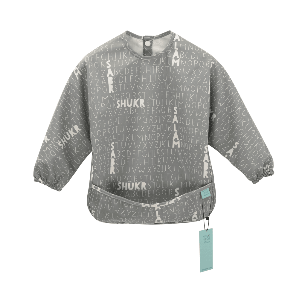 Once Upon A Dua - Long Sleeved Pocket Bib With Carry Pouch - Grey