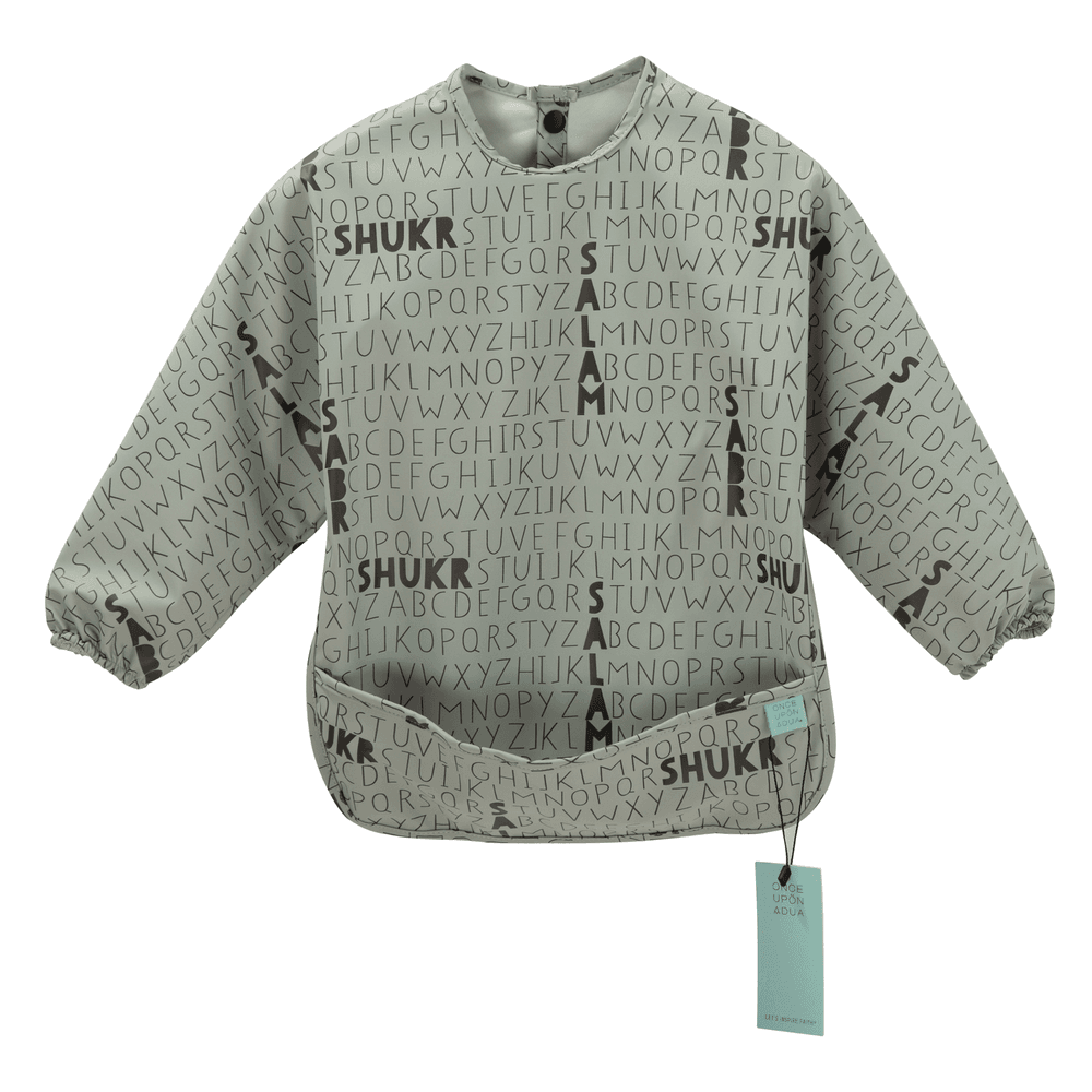 Once Upon A Dua - Long Sleeved Pocket Bib With Carry Pouch - Sage