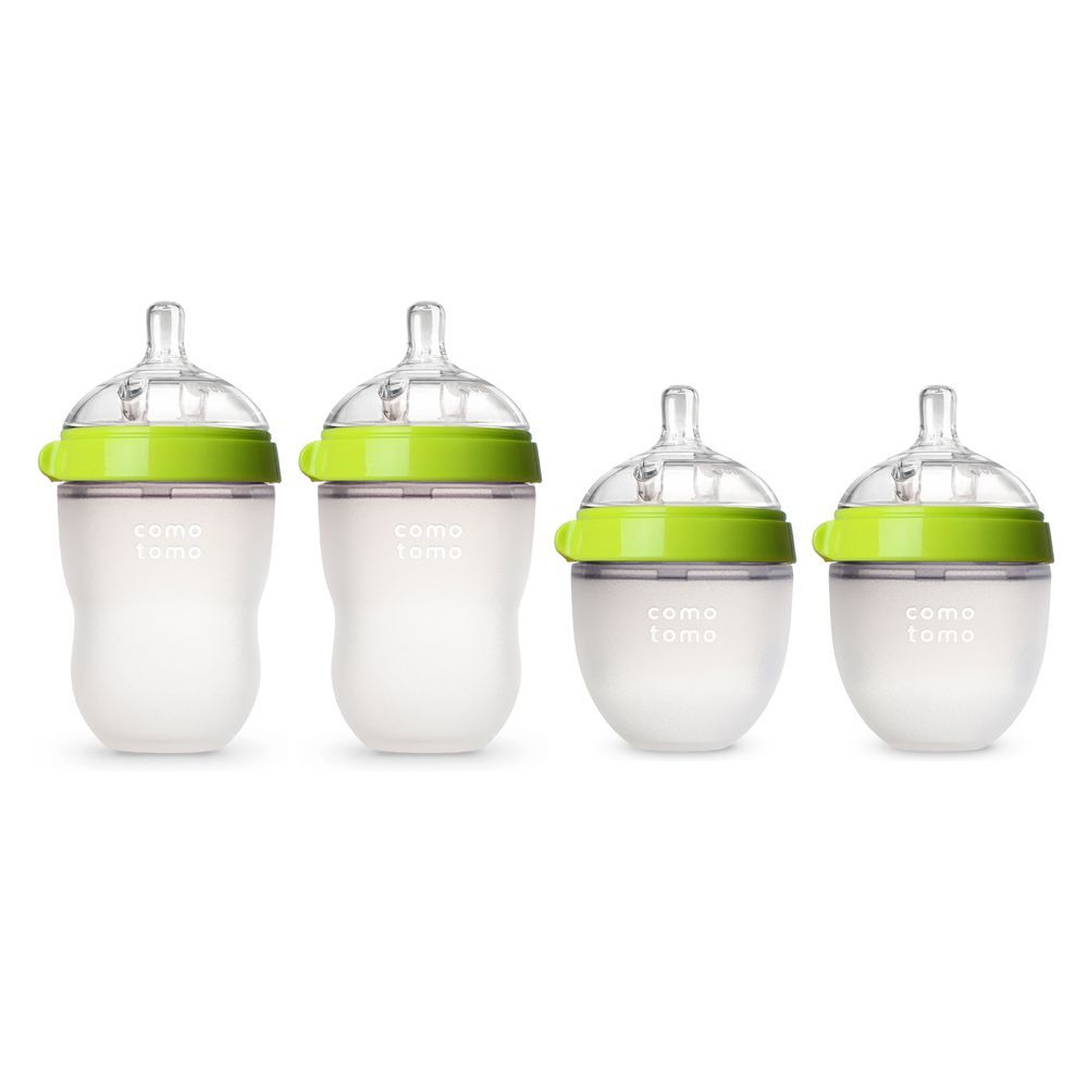 Comotomo - Anti-Colic Baby Feeding Bottles - Green - 4 Pcs