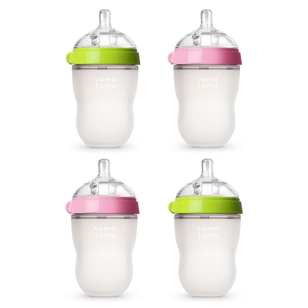 Comotomo - Anti-Colic Baby Feeding Bottle Set - Multicolor - 250 ml - 4 Pcs