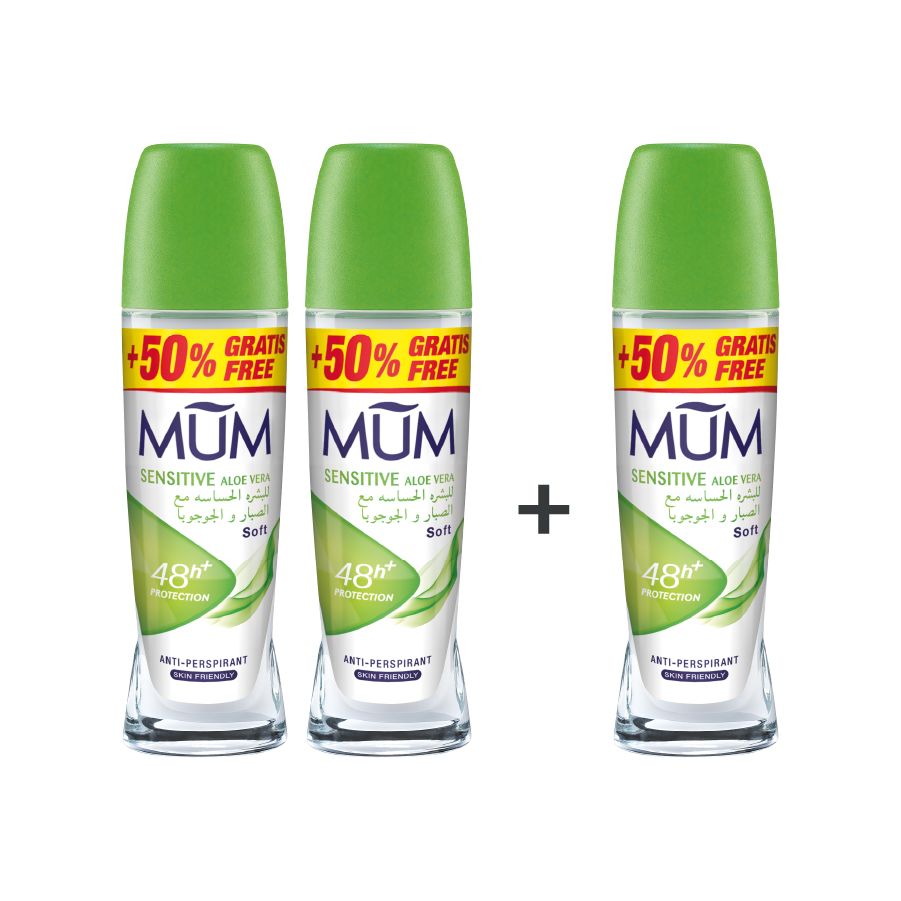 Mum - Deodorant Roll On Sensitive Aloe Vera - Pack Of 3 - Each 75 ml