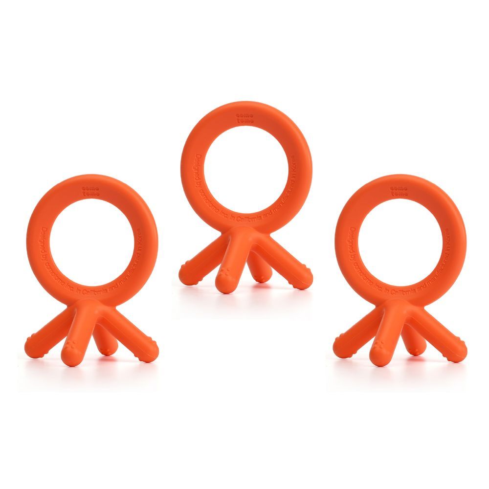 Comotomo - Silicone Baby Teether - Orange - 3 Pcs