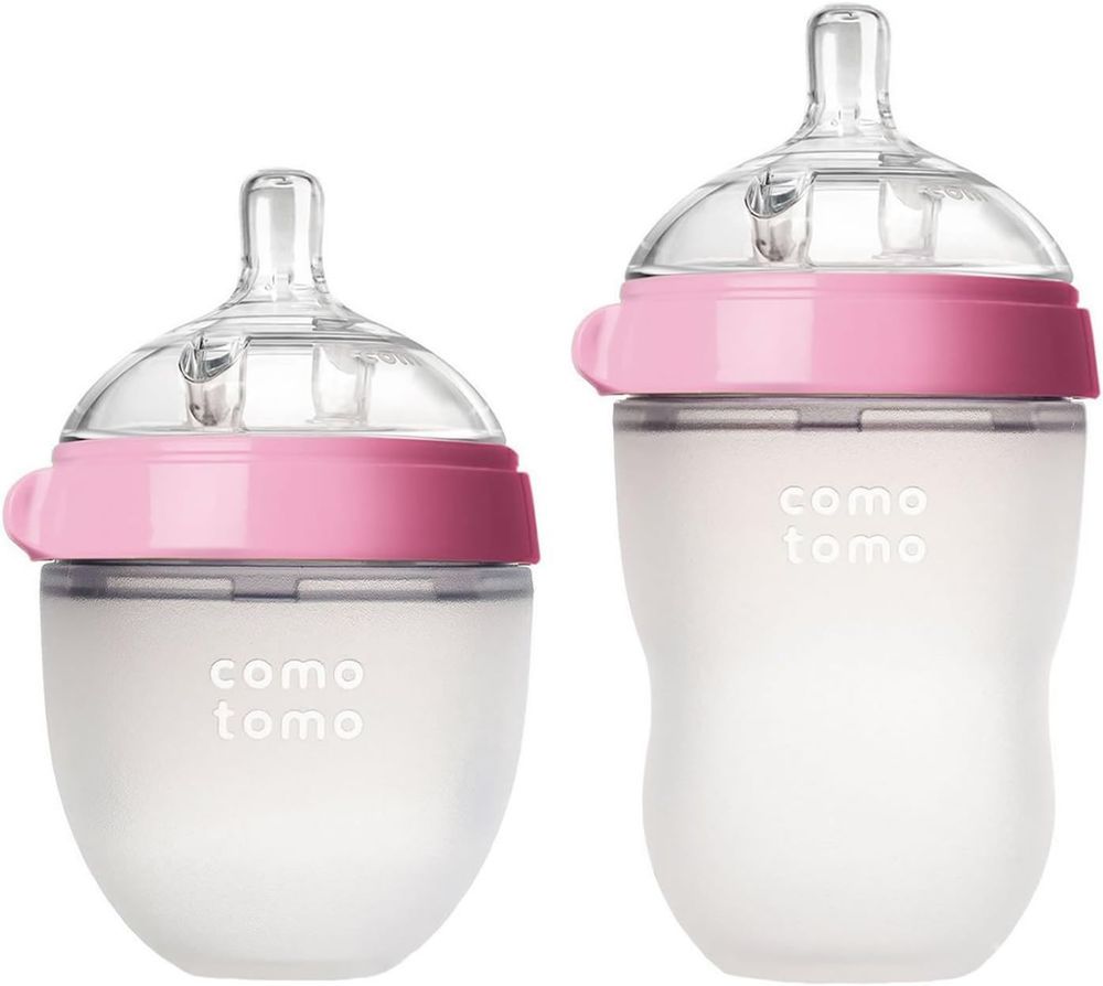 Comotomo - Anti-Colic Baby Feeding Bottle Set - Pink - 2 Pcs