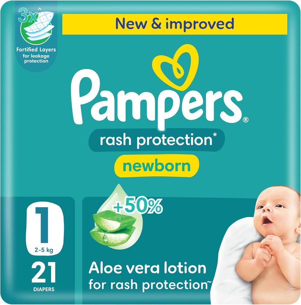 Pampers - Rash Protection Taped Diapers - Size 1 - 2-5 kg - 21 Pcs