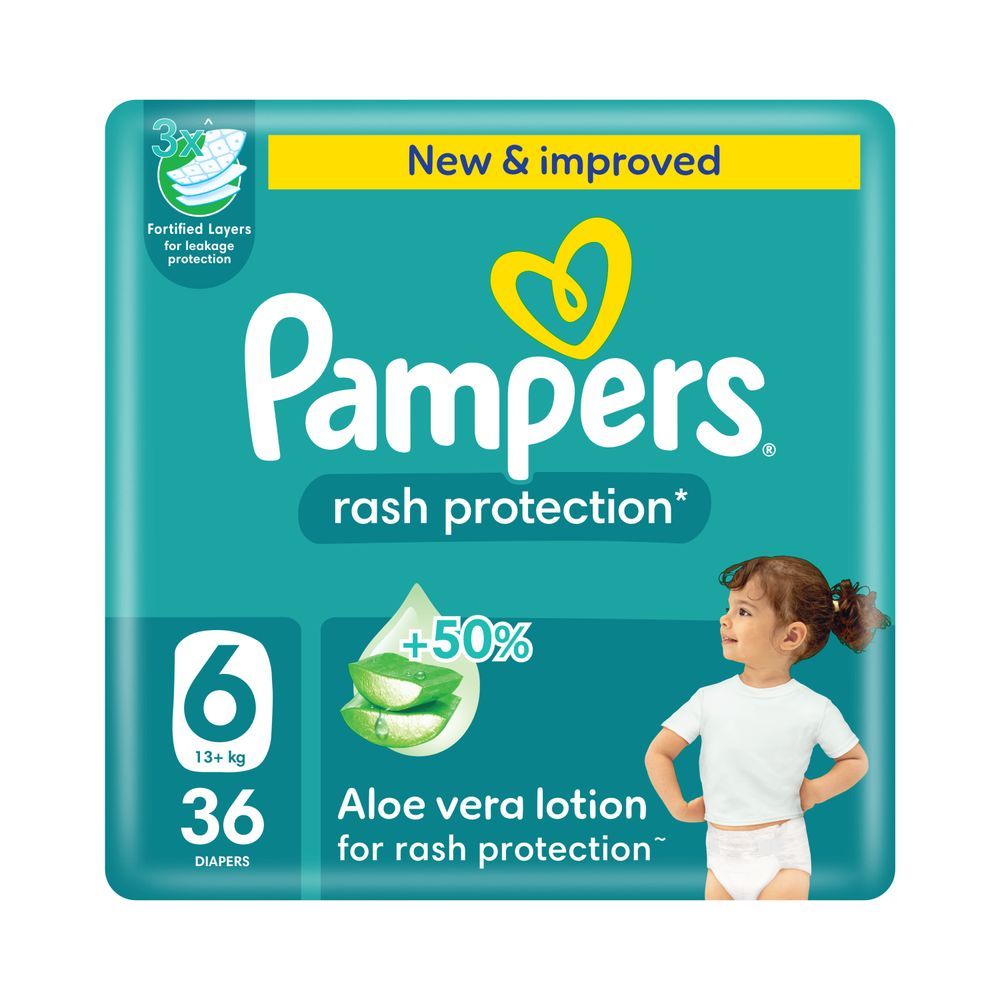 Pampers - Rash Protection Taped Diapers - Size 6 - 13+ kg - 36 Pcs