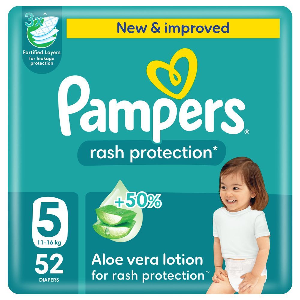 Pampers - Rash Protection Taped Diapers - Size 5 - 11-16 kg - 52 Pcs