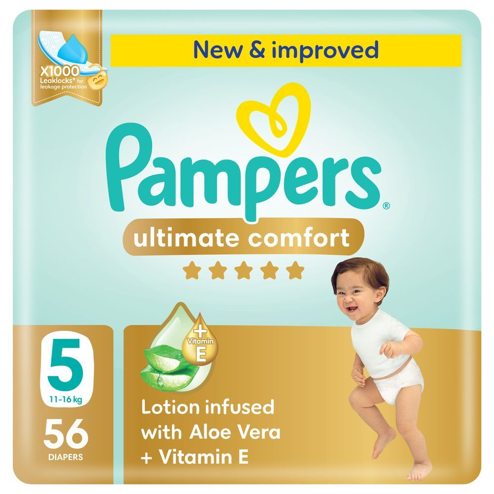 Pampers - Ultimate Comfort Taped Diapers - Size 5 - 11-16 kg - 56 Pcs