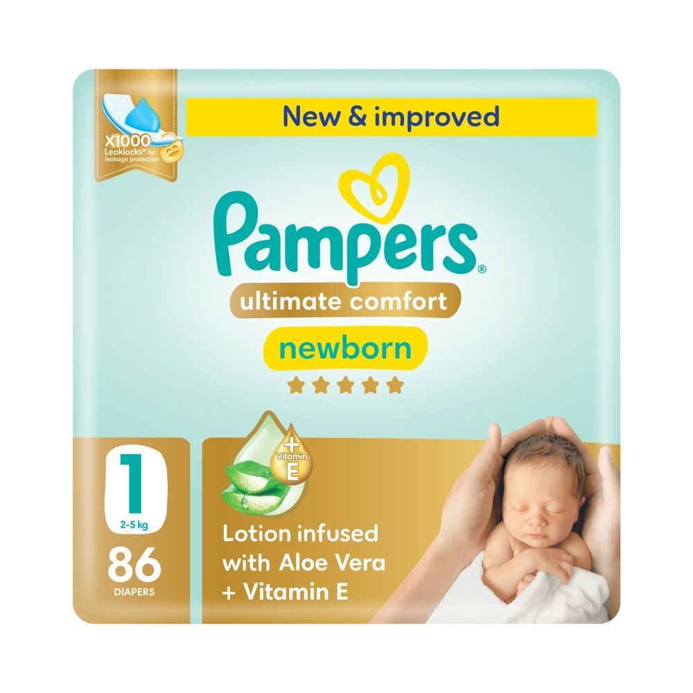 Pampers - Ultimate Comfort Taped Diapers - Size 1 - 2-5 kg - 86 Pcs