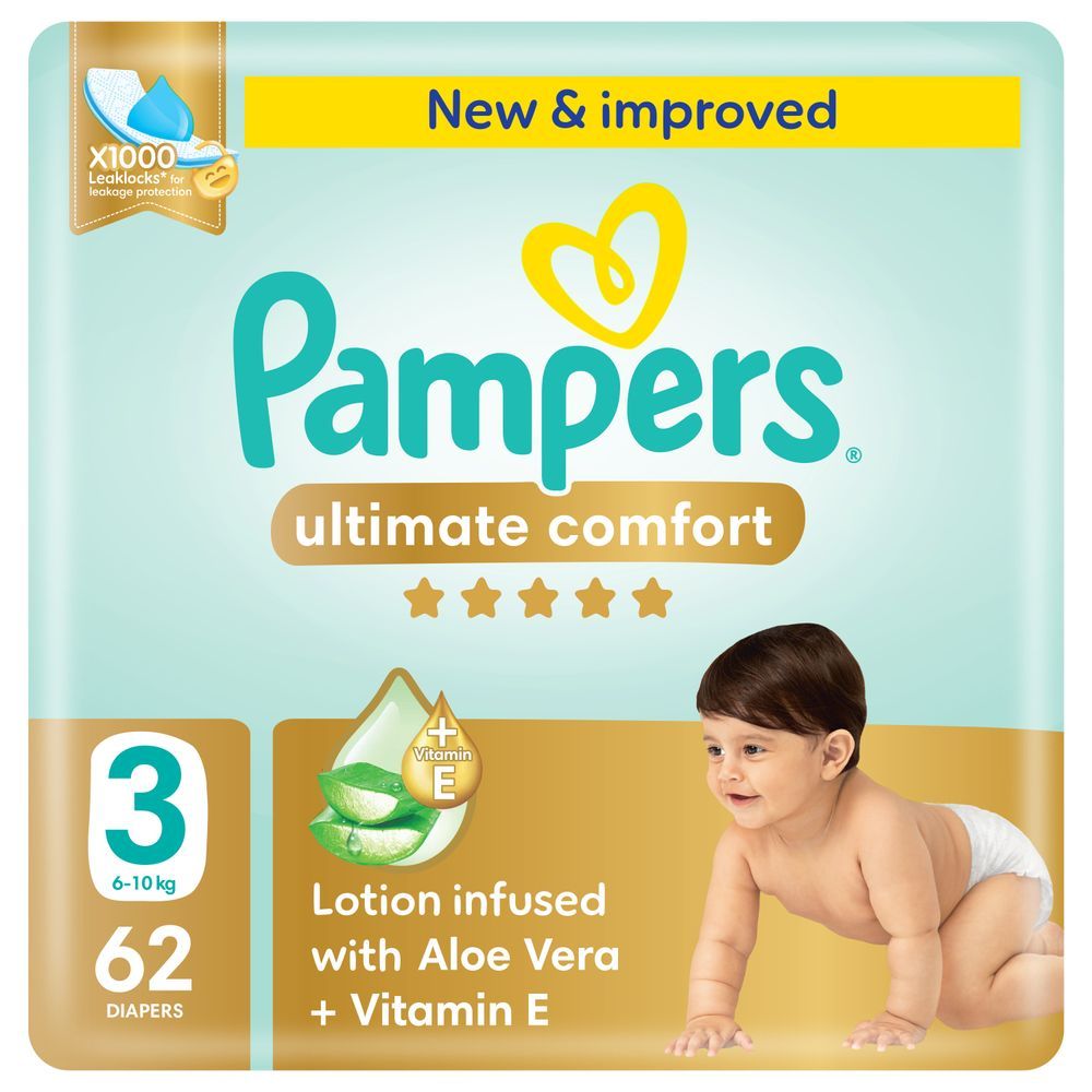 Pampers - Ultimate Comfort Taped Diapers - Mega Pack - Size 3 - 6-10 kg - 62 Pcs