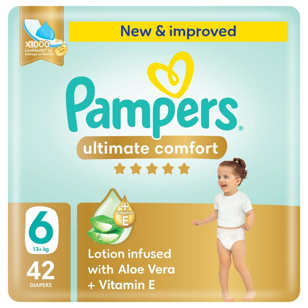 Pampers - Ultimate Comfort Taped Diapers - Size 6 - 13+ kg - 42 Pcs