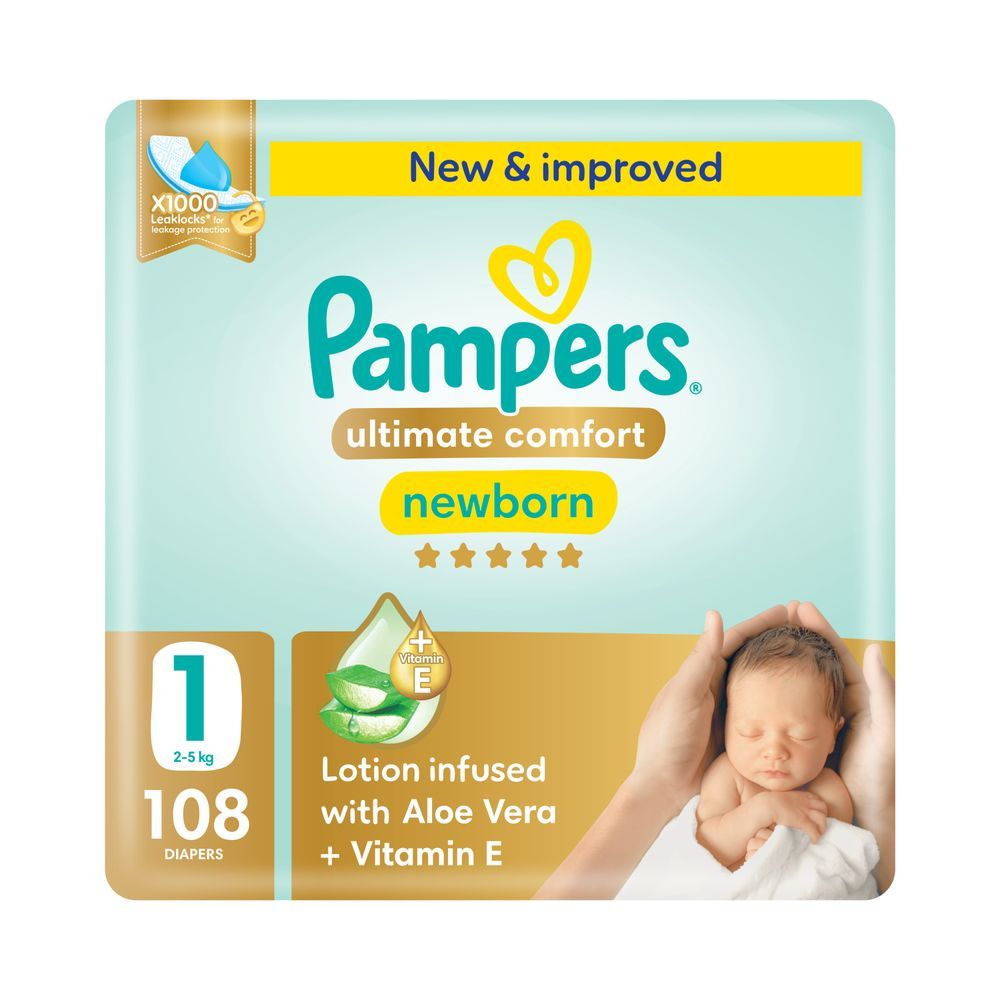 Pampers - Ultimate Comfort Taped Diapers - Size 1 - 2-5 kg - 108 Pcs