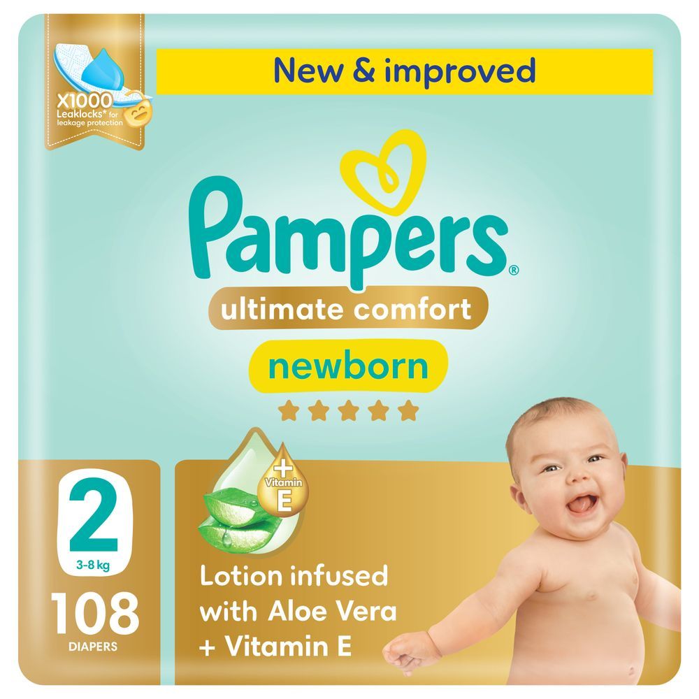 Pampers - Ultimate Comfort Taped Diapers - Size 2 - 3-8 kg - 108 Pcs