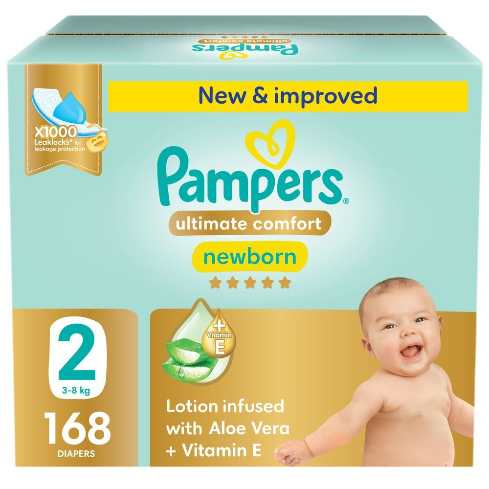 Pampers - Ultimate Comfort Taped Diapers - Size 2 - 3-8 kg - 168 Pcs