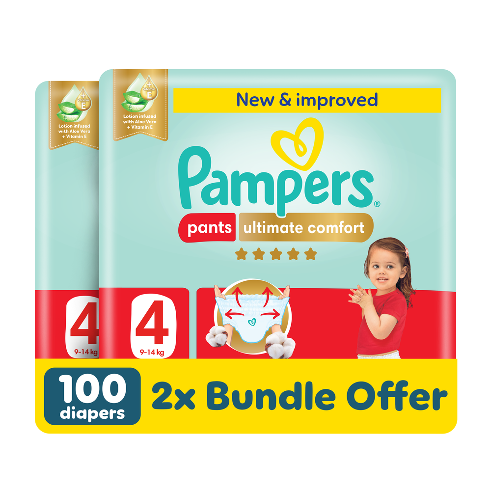 Pampers - Ultimate Comfort Diaper Pants - Size 4 - 9-14 kg - Pack of 2 - 100 Pcs