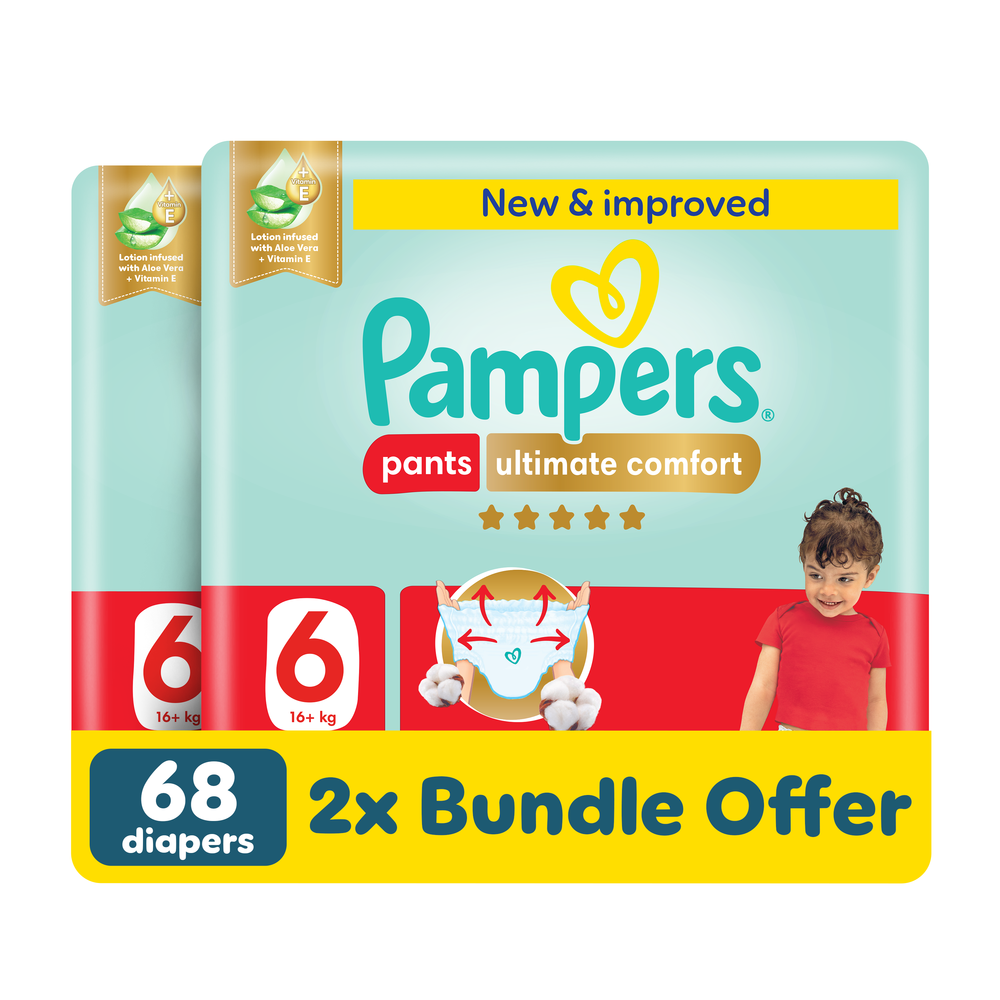 Pampers - Ultimate Comfort Diaper Pants - Size 6 - 16+ kg - Pack of 2 - 68 Pcs