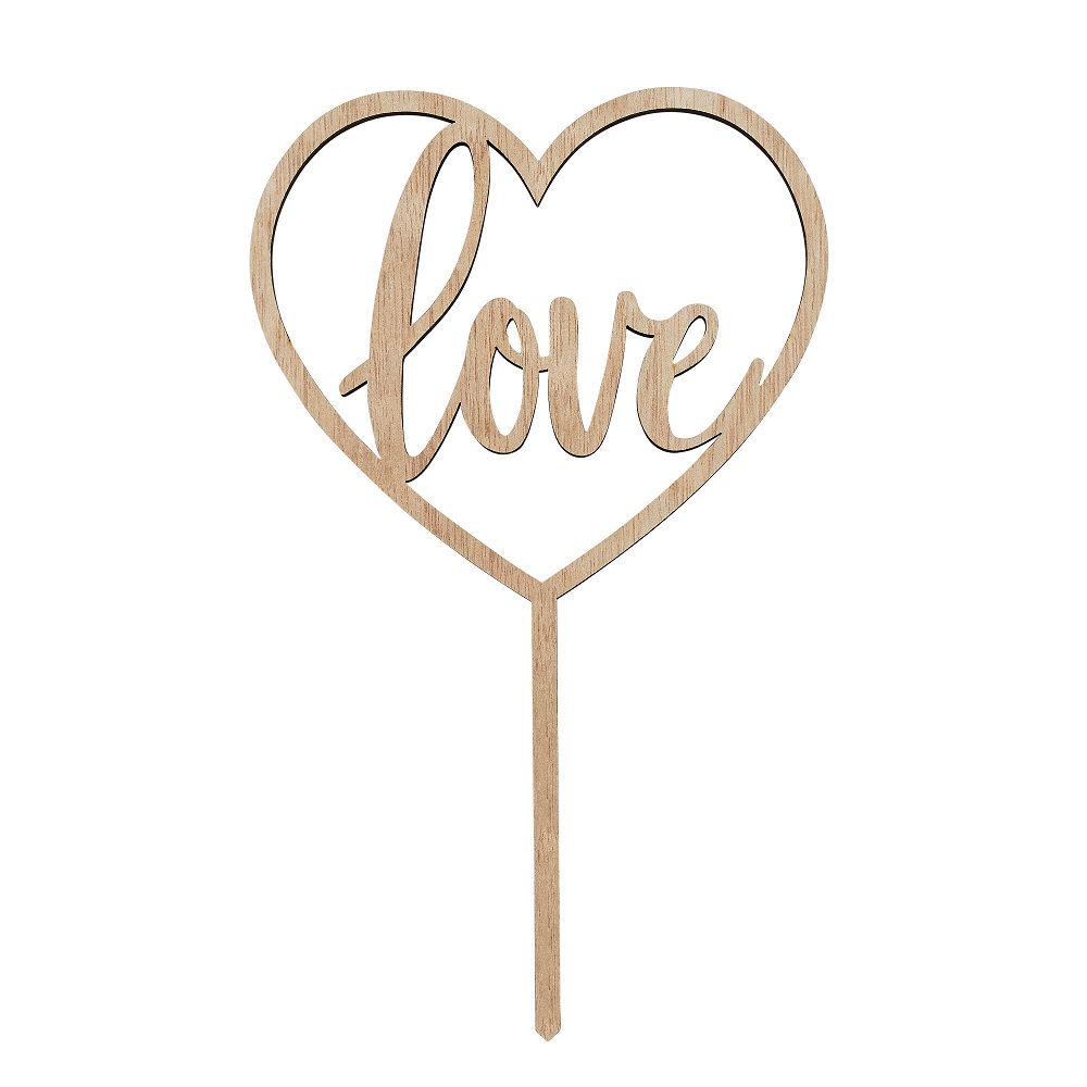 Hootyballoo - 'Love' Wooden Cake Topper