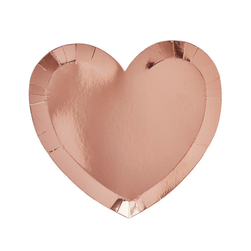 Hootyballoo - Heart Paper Plates - Metallic Rose Gold - Pack of 10