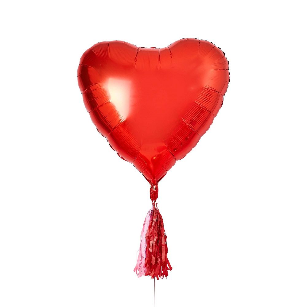 Hootyballoo - Giant Heart Foil Balloon with Tassels - 32 Inches